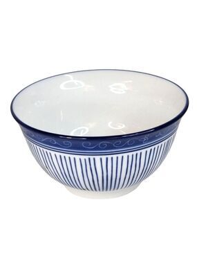 Pier 1 Blue White Hand painted Salad, Cereal Serving Bowl 5" Mint Condition.